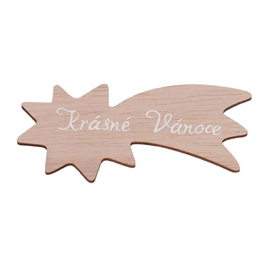 Cedulka "Krásné Vánoce" - dřevo, přírodní, v sáčku 12 ks, cena za 1 ks Cedulka "Krásné Vánoce" - dřevo, přírodní, v sáčku 12 ks, cena za 1 ks