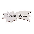 Cedulka "Krásné Vánoce" - dřevo, bílá, v sáčku 12 ks, cena za 1 ks