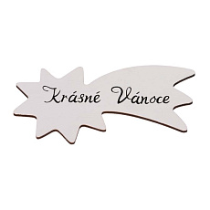 Cedulka "Krásné Vánoce" - dřevo, bílá, v sáčku 12 ks, cena za 1 ks Cedulka "Krásné Vánoce" - dřevo, bílá, v sáčku 12 ks, cena za 1 ks