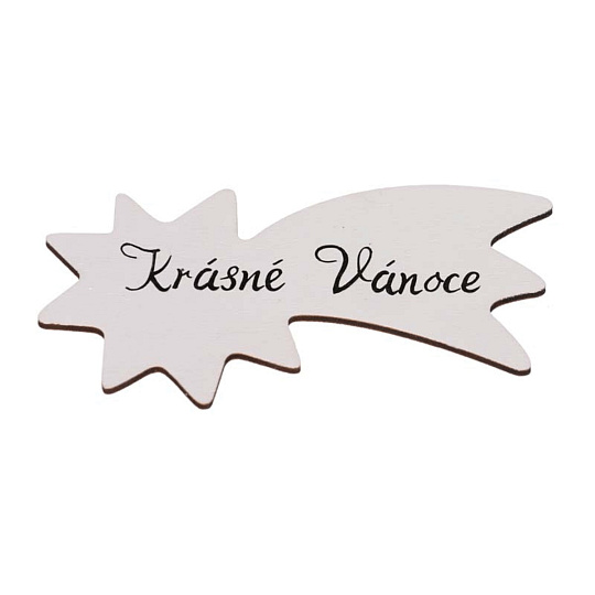 Cedulka "Krásné Vánoce" - dřevo, bílá, v sáčku 12 ks, cena za 1 ks Cedulka "Krásné Vánoce" - dřevo, bílá, v sáčku 12 ks, cena za 1 ks