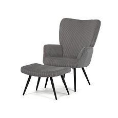 Relaxační křeslo, šedá, manšestrová látka, AK-L7285 GREY6