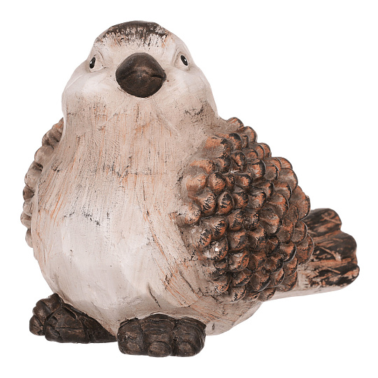 Ptáček - keramická figurka, barva hnědá