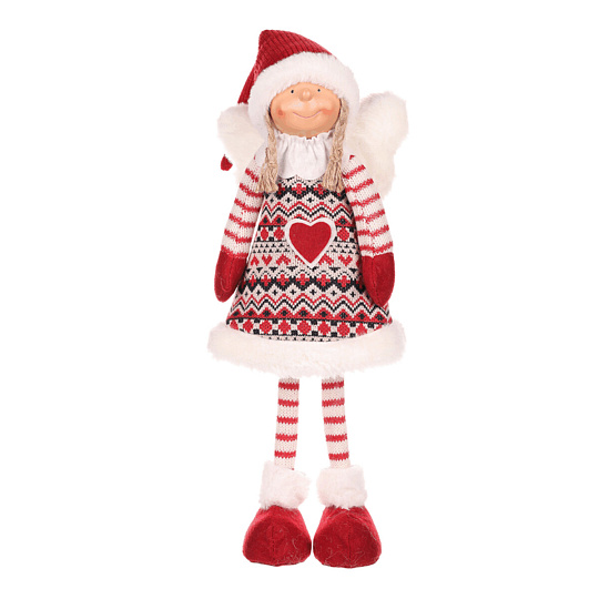Anděl - látková figurka, v červeném oblečku se srdíčkem Anděl - látková figurka, v červeném oblečku se srdíčkem