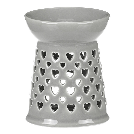 Aromalampa - porcelánová, se srdíčky, barva šedá