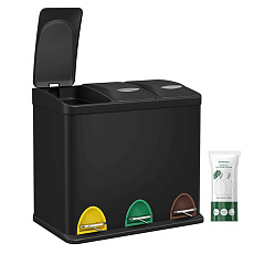 Koš na tříděný odpad, plast, černá, AUK-E1124 BK