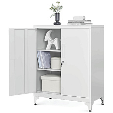 Komoda 80x40x90cm, kov, bílá, AUS-E1113 WT