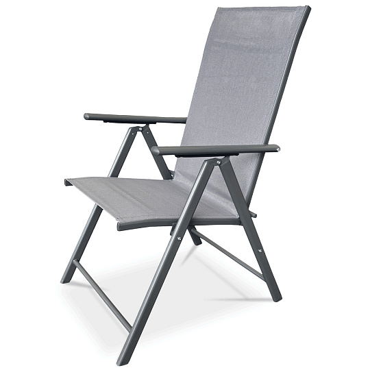 Zahradní židle, kov, síťovina, šedá, AZC-S1116 GREY