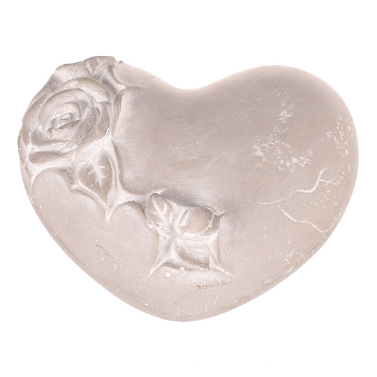 Srdce s růží - betonové, pietní, šedé Srdce s růží - betonové, pietní, šedé