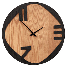 Hodiny nástěnné - pr. 45 cm, kov a MDF s jasanovou dýhou