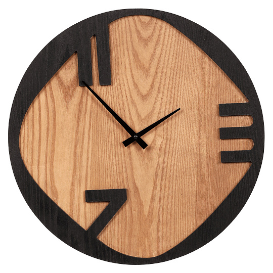 Hodiny nástěnné - pr. 45 cm, kov a MDF s jasanovou dýhou Hodiny nástěnné - pr. 45 cm, kov a MDF s jasanovou dýhou