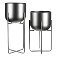 Stojan - kovový, kulatý, stříbrno-šedý, cena za sadu 2 ks