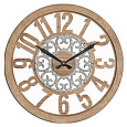Hodiny nástěnné - pr. 60 cm, MDF a kov, hnědé