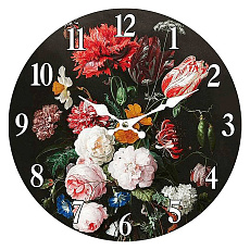 Hodiny nástěnné - pr. 34 cm, MDF, květinový motiv