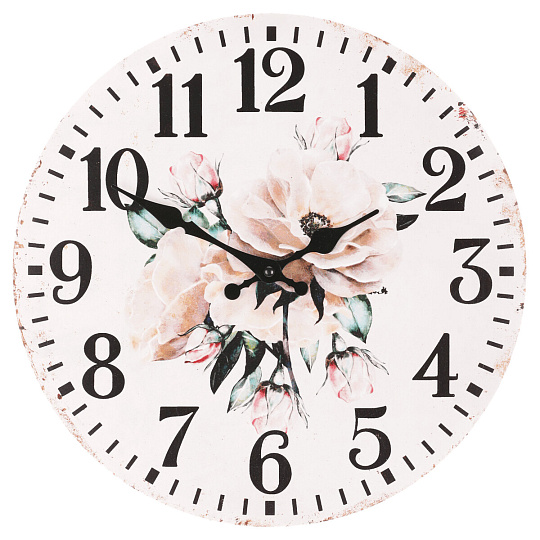 Hodiny nástěnné - pr. 34 cm, MDF, květinový motiv Hodiny nástěnné - pr. 34 cm, MDF, květinový motiv