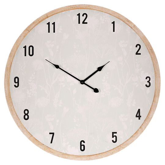 Hodiny nástěnné - pr. 58 cm, MDF, jemný květinový vzor