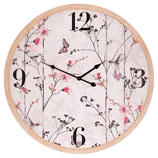 Hodiny nástěnné - pr. 58 cm, MDF, rozkvetlá louka