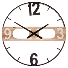 Hodiny nástěnné - pr. 60 cm, mix kovu a MDF