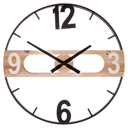 Hodiny nástěnné - pr. 60 cm, mix kovu a MDF