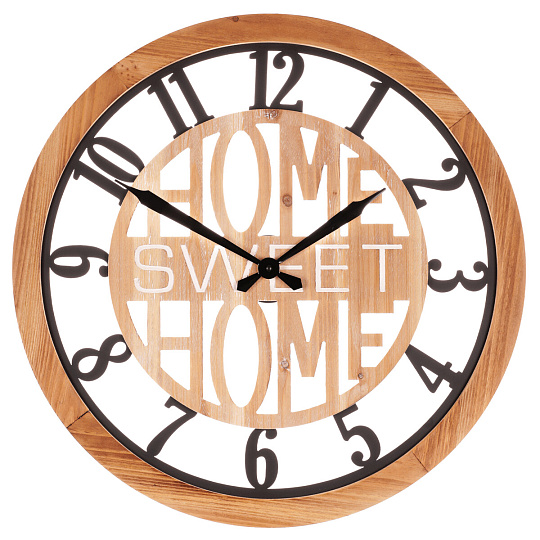 Hodiny nástěnné - pr. 60 cm, kov a MDF, "SWEET HOME"