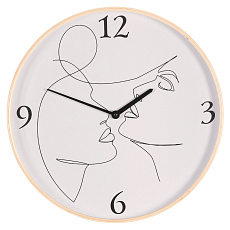 Hodiny nástěnné - pr. 40 cm, MDF a dřevěný rám, motiv tváří
