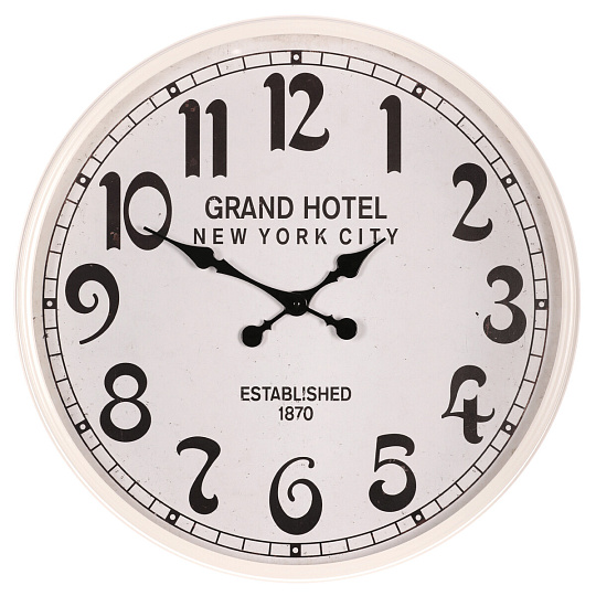 Hodiny nástěnné - pr. 60 cm, kov s patinou, bílé, grand hotel Hodiny nástěnné - pr. 60 cm, kov s patinou, bílé, grand hotel