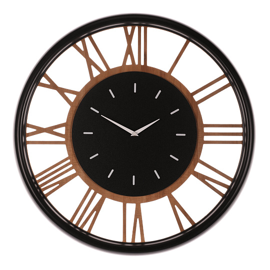 Hodiny nástěnné - pr. 60 cm, MDF a kov, římské číslice