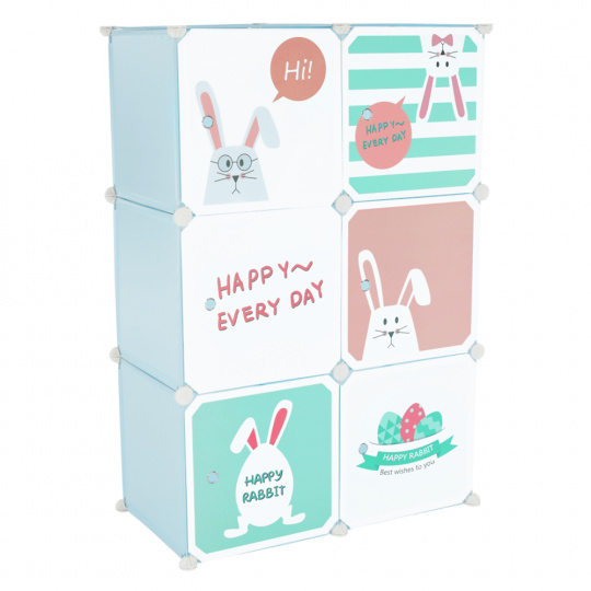 Dětská modulární skříňka, modrá/dětský vzor, EDRIN Dětská modulární skříňka, modrá/dětský vzor, EDRIN