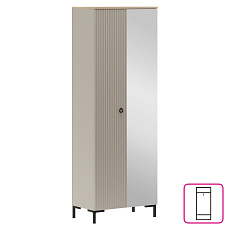 Skříň se zrcadlem, šedohnědá Taupe/dub silverjack, DOMCA 2D