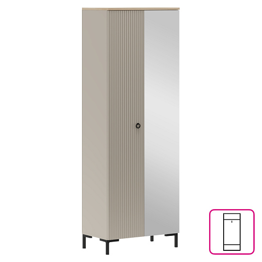 Skříň se zrcadlem, šedohnědá Taupe/dub silverjack, DOMCA 2D