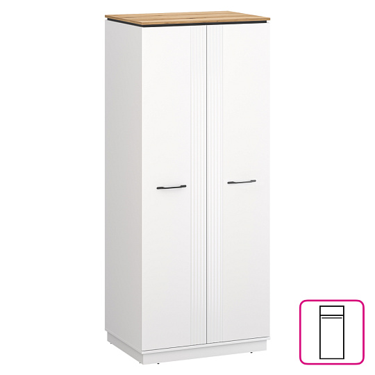 Skříň, bílá/dub evoke, VELIS 2D