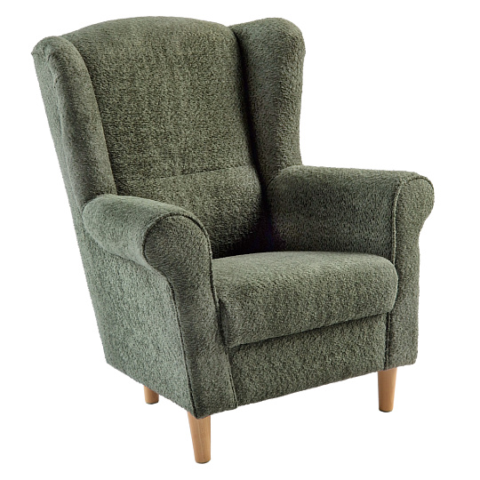 Křeslo ušák, zelená látka Coral, CHARLOT