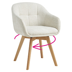 Otočné jídelní křeslo, krémová/buk, DIMER Otočné jídelní křeslo, krémová/buk, DIMER