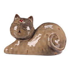 Kočka - keramická figurka, ležící, vel. L, hnědá Kočka - keramická figurka, ležící, vel. L, hnědá