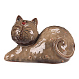 Kočka - keramická figurka, ležící, vel. XL, hnědá