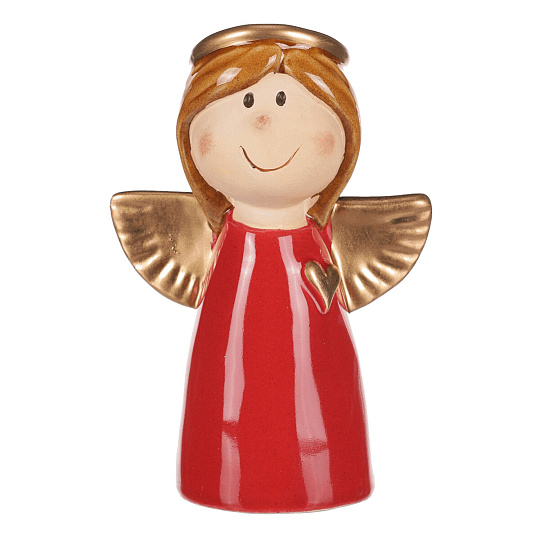 Anděl - keramická figurka, červená se zlatými křídly Anděl - keramická figurka, červená se zlatými křídly