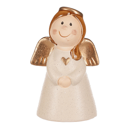 Anděl - keramická figurka, krémová se zlatými křídly
