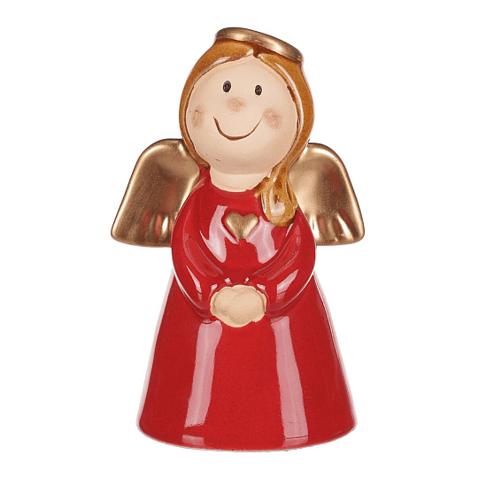 Anděl - keramická figurka, červená se zlatými křídly Anděl - keramická figurka, červená se zlatými křídly