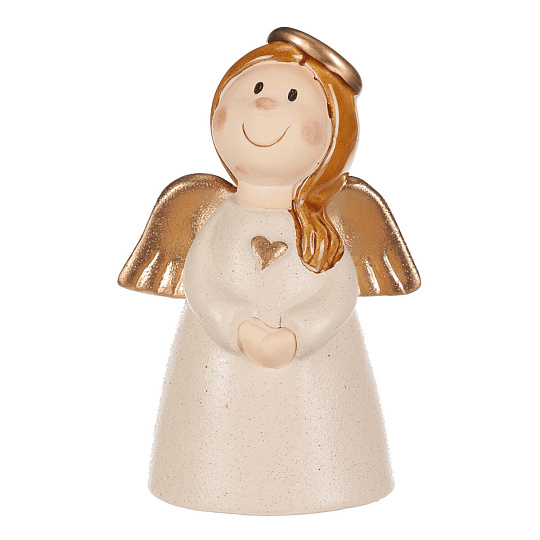 Anděl - keramická figurka, krémová se zlatými křídly Anděl - keramická figurka, krémová se zlatými křídly