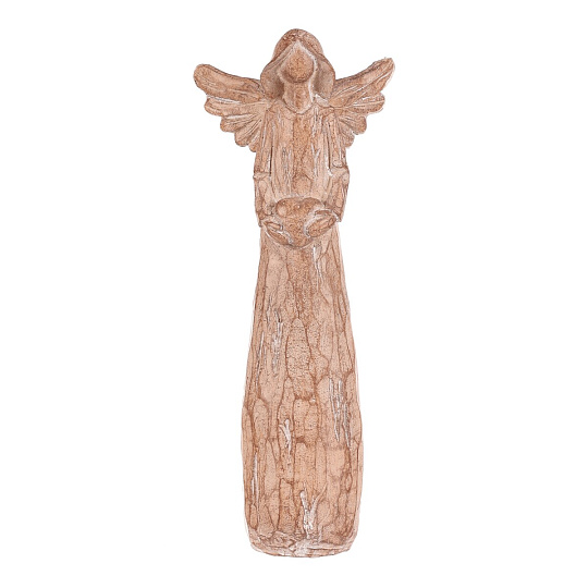 Anděl se srdcem - 18 cm, polyresin, imitace dřeva