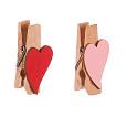 Srdce na klipu - dřevěné, mix 2 druhů, cena za balení (12 ks)