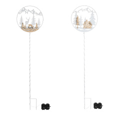 Zápich s LED - 100 cm, kov a bambus, časovač, mix 2, bílý, cena za 1 ks Zápich s LED - 100 cm, kov a bambus, časovač, mix 2, bílý, cena za 1 ks