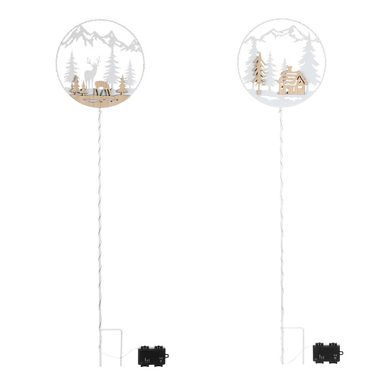 Zápich s LED - 100 cm, kov a bambus, časovač, mix 2, bílý, cena za 1 ks Zápich s LED - 100 cm, kov a bambus, časovač, mix 2, bílý, cena za 1 ks