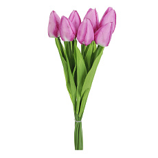 Tulipán - umělá kytice, 7 květů, barva fialová