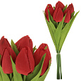 Tulipán - umělá kytice, 7 květů, barva červená