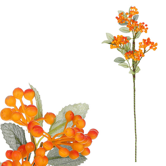 Jeřabiny - umělá větev, oranžové bobule Jeřabiny - umělá větev, oranžové bobule