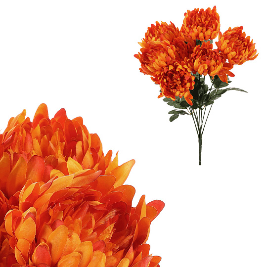 Chryzantéma - umělá kytice, 9 květů, oranžová Chryzantéma - umělá kytice, 9 květů, oranžová