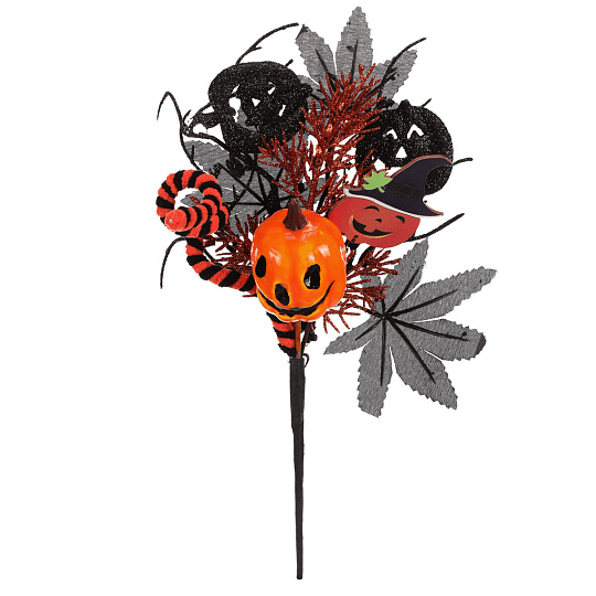 Větev umělá - přízdoba na Halloween, oranžovo-černá Větev umělá - přízdoba na Halloween, oranžovo-černá
