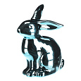 Zajíc - figurka z porcelánu, vysoký lesk, vel. M, barva modrá