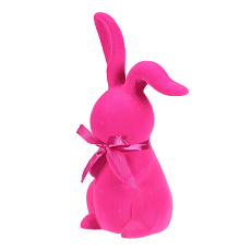 Zajíc - keramická figurka, semišový povrch, vel. L, růžová