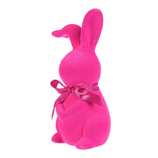 Zajíc - keramická figurka, semišový povrch, vel. M, růžová